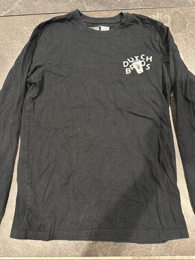 Dutch Bros Black Long Sleeve Logo Tee with Small Chest Graphic